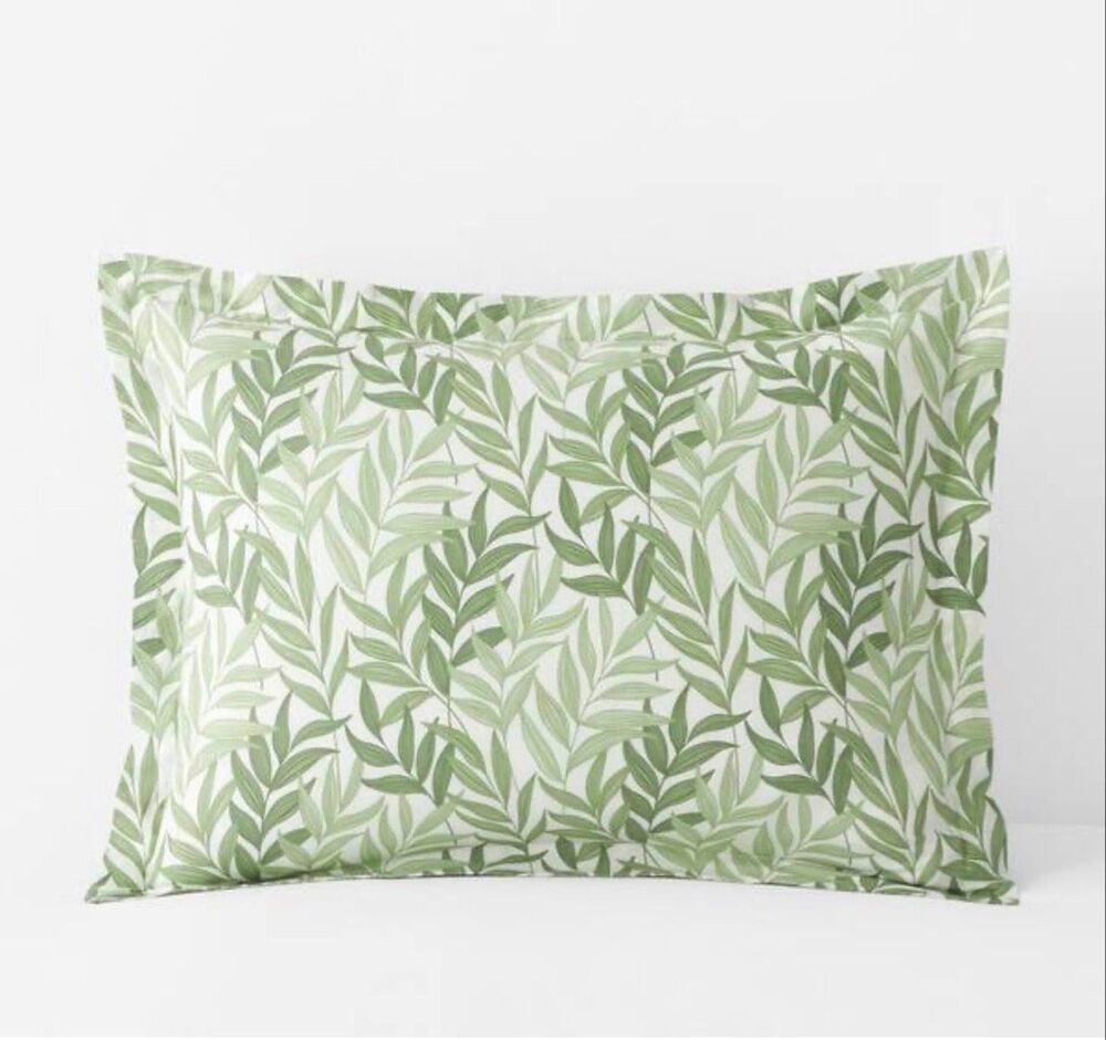 The Company Store Tulum Leaf Sham NWT Moss Green 100% Cotton Percale - Standard
